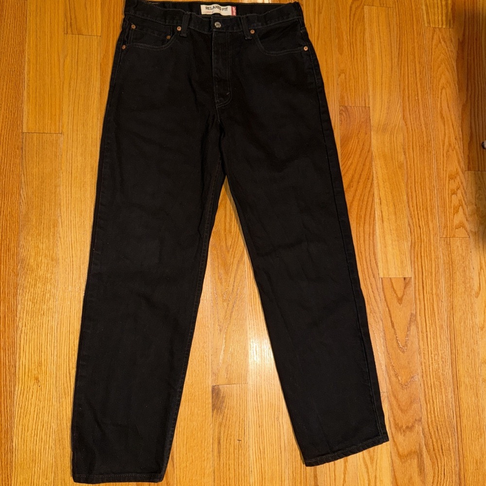 Levis 550 Jeans Mens 34X32 Black Denim Flat Front Relaxed Fit Straight Leg